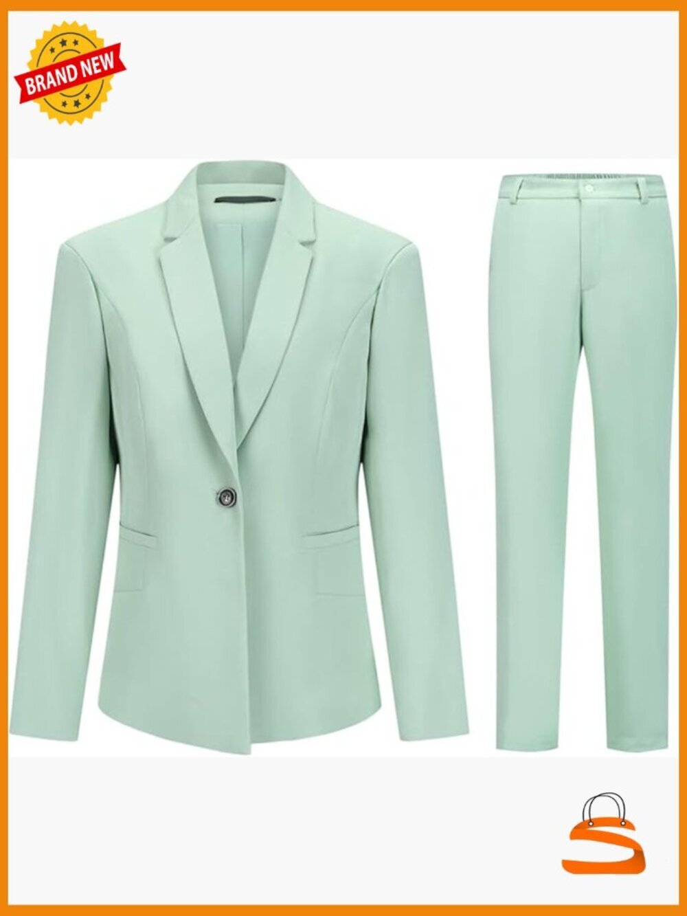 Long Sleeve Blazer and Pants Suit Set 2 Piece for Work Office